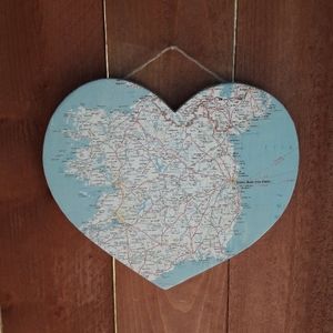 Vintage Map Ireland Heart Irish Wall Travel Decor